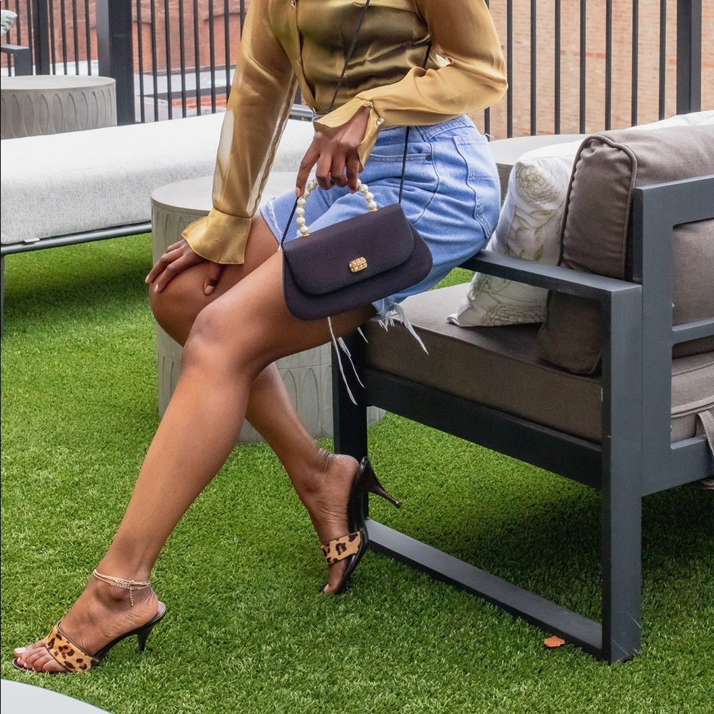 Mini Navy Bag with Pearl Handle